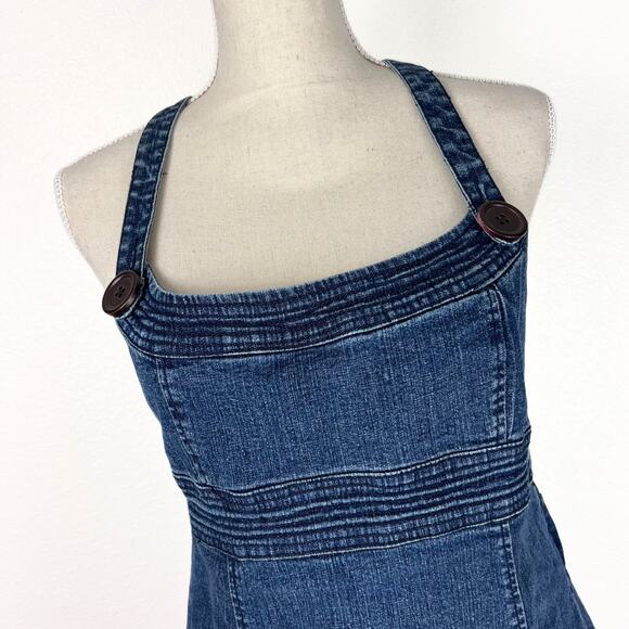 Rewind Denim Mini Dress Size 9 Button Strap Y2K 90s Streetwear Festival - Picture 2 of 10